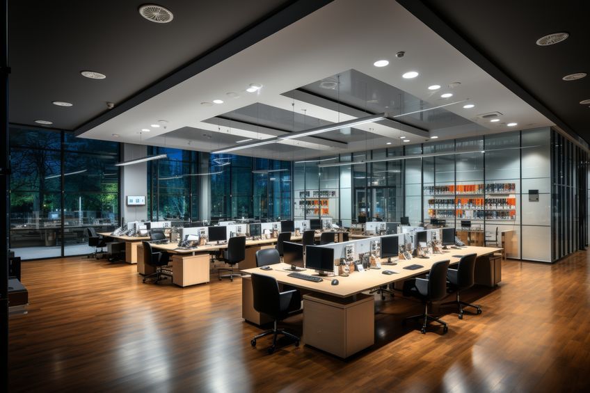 lighting at a commercial business